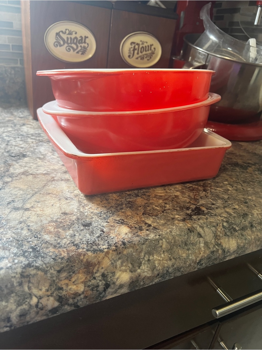 Vintage Pyrex in Flamingo lot of 3